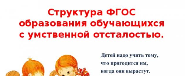 Общие положения фгос обучающихся с умственной отсталостью (интеллектуальными нарушениями). Государственный образовательный стандарт для обучающихся с умственной отсталостью Буклет фгос для детей с умственной отсталостью